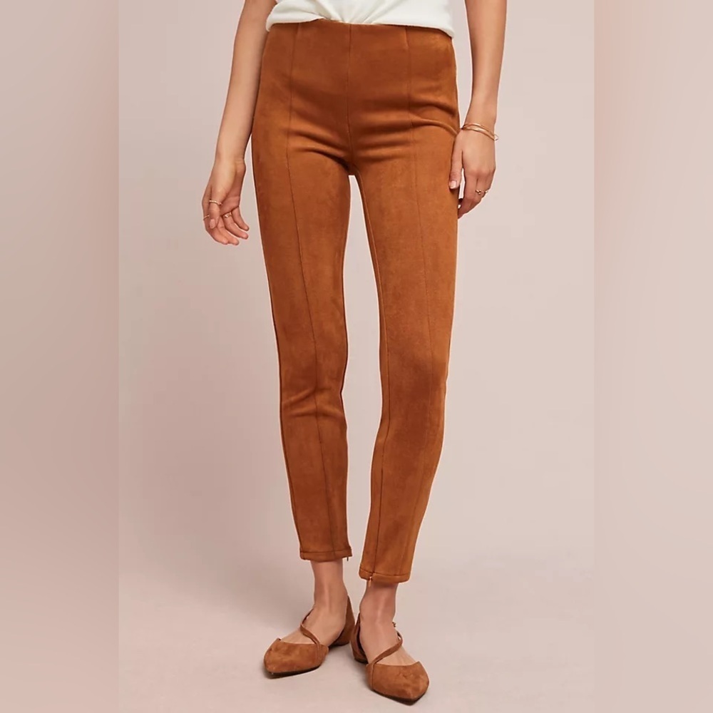 NEW Anthropologie Brown Faux Suede Leggings - Picture 2 of 7